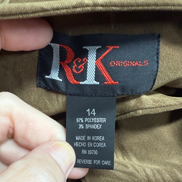 r&k originals Brown Leaf Long Sleeve Jacket Dress Pants Top Suede Feel XL - Picture 11 of 14